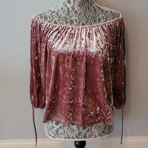 Off shoulder velvet top